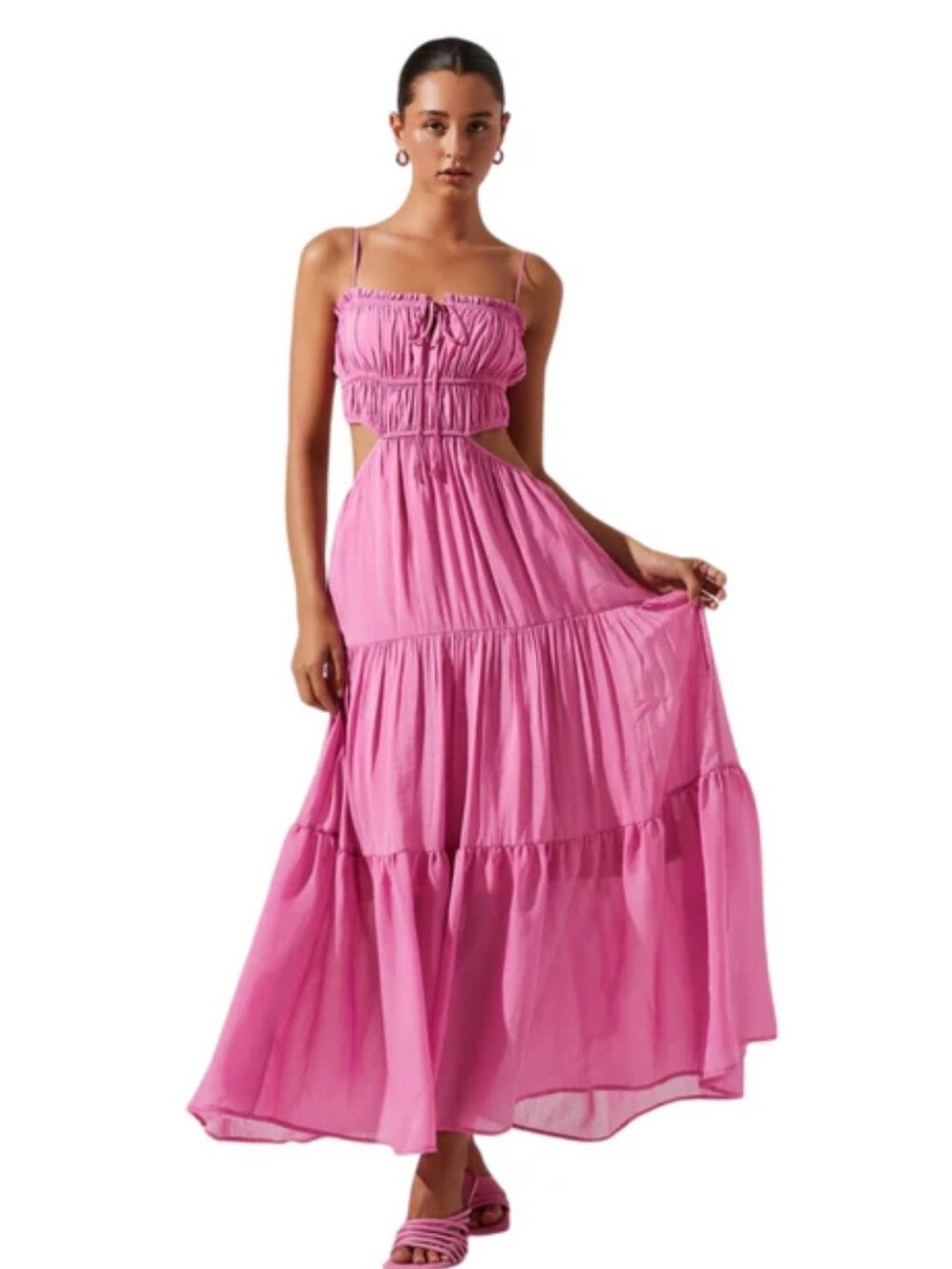 ASTR the Label Odina Smocked Cutout Tiered Maxi Dress NWT Size S - Picture 2 of 8